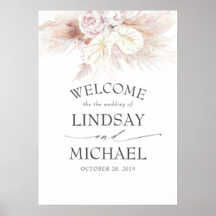 Affiche Pampas Grass and White Anthuriums Wedding Welcome