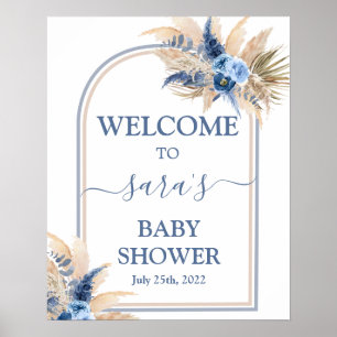 Affiche Pampas Grass Baby shower Garçon Panneau de bienven