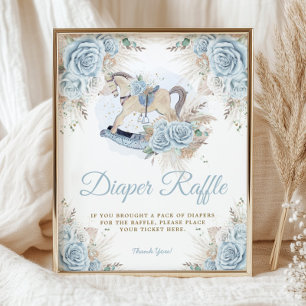 Affiche Pampas Grass Blue Floral Rocse Cheval Diaper