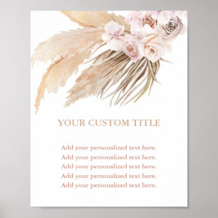 Affiche Pampas grass boho désert thème personnalisé