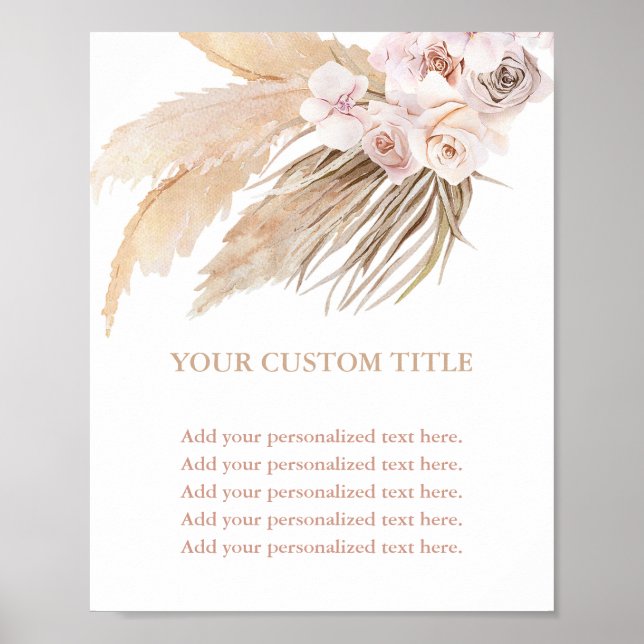 Affiche Pampas grass boho désert thème personnalisé (Devant)