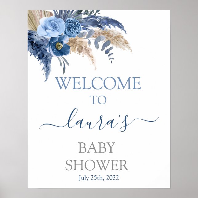 Affiche Pampas Grass Boy Baby shower Panneau de bienvenue (Devant)