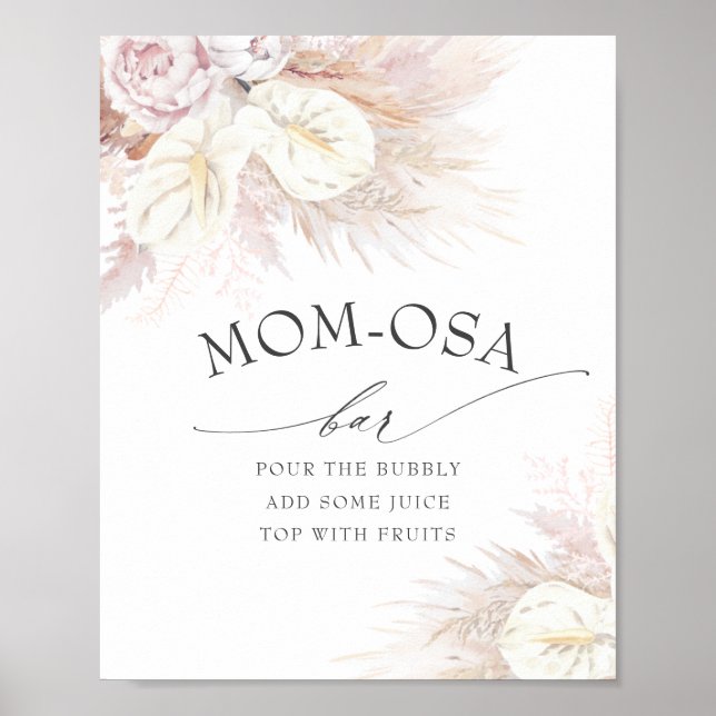 Affiche Pampas Grass et Anthuriums Mère-osa Bar Sign (Devant)