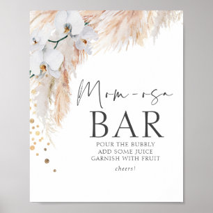 Affiche Pampas Grass Floral Baby Shower Mom-osa Bar