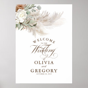 Affiche Pampas Grass Floral Élégant Mariage de automne Bie