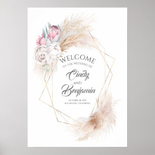 Affiche Pampas Grass Rose King Protea Chic Mariage Bienven