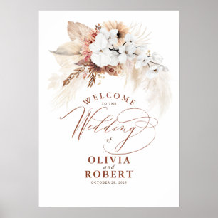 Affiche Pampas Grass Terracotta Floral Mariage Bienvenue