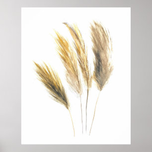 Affiche Pampas herbe Aquarelle Florale Fleurs Boho Art