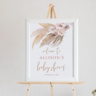 Affiche Pampas herbe boho thème baby shower signe de bienv
