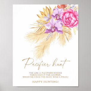 Affiche Pampas herbe - chasse à la suce jeu de baby shower