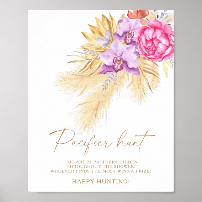 Affiche Pampas herbe - chasse à la suce jeu de baby shower (Devant)
