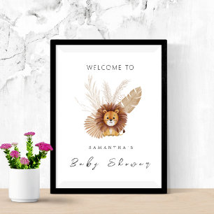 Affiche Pampas Lion baby shower invitation Panneau de bien