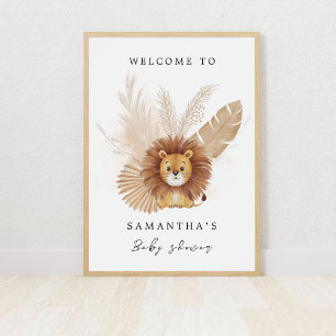 Affiche Pampas mignon baby shower Lion