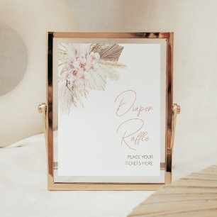 Affiche Pampas rose Floral Baby shower Boho Déchets Raffin