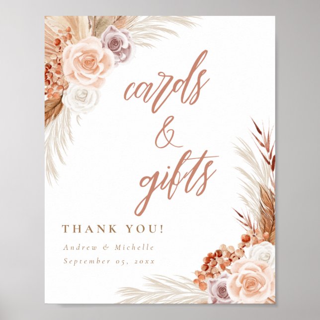 Affiche Pampas Rose Muet Terracotta Boho Card & Cadeau (Devant)