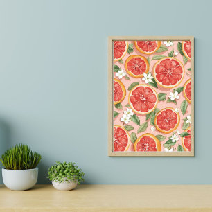 Affiche Pamplemousse rose Pop – Citron aquarelle rétro