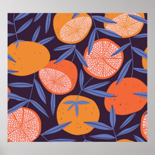 Affiche Pamplemousse Vintage, Motif de fruits tropicaux.