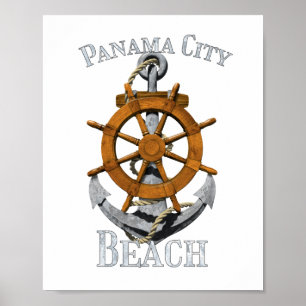 Affiche Panama City Beach Floride Vacation Ancre nautique