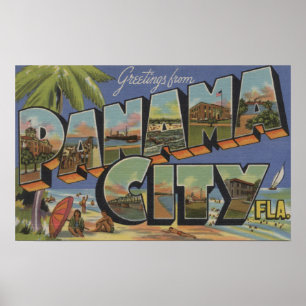Affiche Panama City, Floride - Scènes de grandes lettres