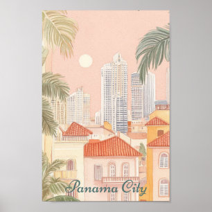 Affiche Panama City Gouache Peinture Illustration Voyage