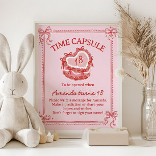 Affiche Pancake avec ruban rouge et rose Signe de capsule 