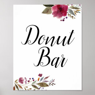Affiche Pancake Bar Fleurs Bourgogne Panneau de Mariage
