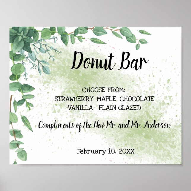 Affiche Pancake Bar Sweets Table Mariage Panneau Eucalyptu (Devant)