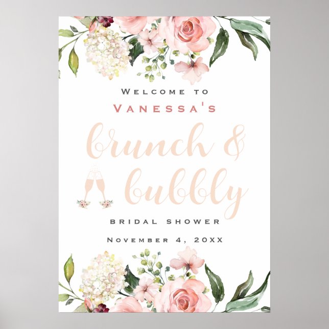 Affiche Pancake et Bubbly Bienvenue Mariage Shower (Devant)