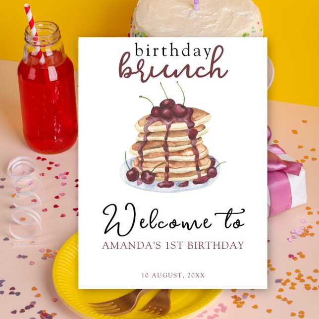 Affiche Pancakes aquarelle fête d'anniversaire (Créateur téléchargé)