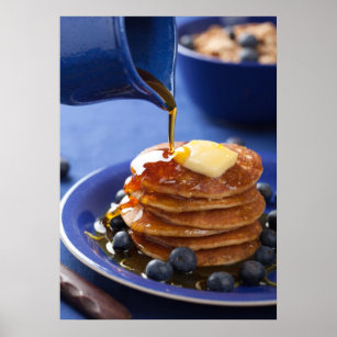 Affiche Pancakes au sirop et aux bleuets