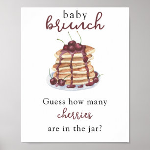 Affiche Pancakes Baby shower Devinez combien de cerises