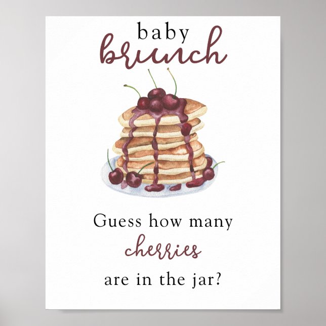 Affiche Pancakes Baby shower Devinez combien de cerises (Devant)