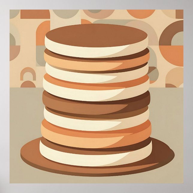 Affiche Pancakes Empilés Rétro (Devant)