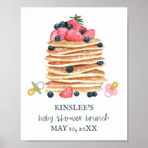 Affiche Pancakes et Pacificateurs Baby shower Brunch Bienv