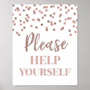 Affiche Pancarte Aide-toi Rose Gold Confetti