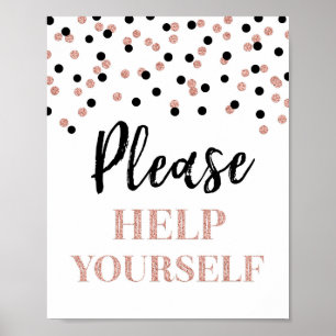 Affiche Pancarte Aide-toi Rose Gold Noir Confettis