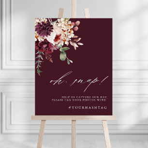 Affiche Pancarte Automne Romance Floral Bourgogne Oh Snap