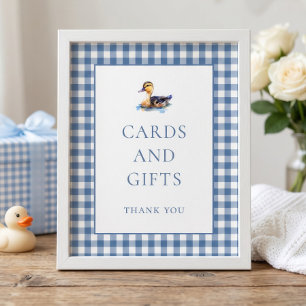 Affiche Pancarte Cadeaux Cartes Canard Vichy Bleu pour Bab
