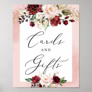 Affiche Pancarte cadeaux et cartes florales rose poudré bu
