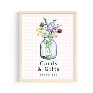 Affiche Pancarte Cartes & Cadeaux Jar Mason Fleur Sauvage 