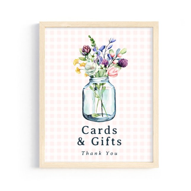 Affiche Pancarte Cartes & Cadeaux Jar Mason Fleur Sauvage  (Créateur téléchargé)
