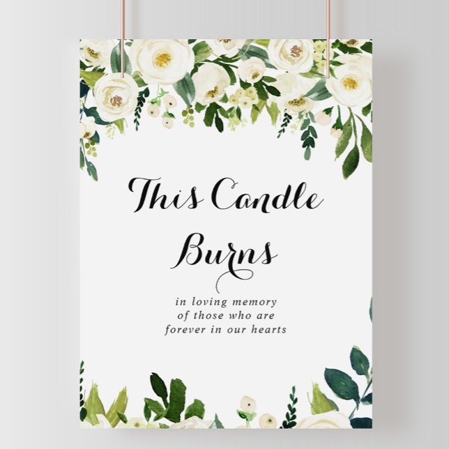 Affiche Pancarte Cette bougie brûle verdure fleur blanc (Créateur téléchargé)