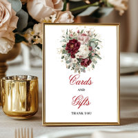 Pancarte chic pour Cartes et Cadeaux en bordeaux