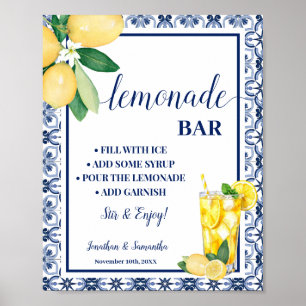 Affiche Pancarte Citrons Bleus Méditerranéens Bar à Limona