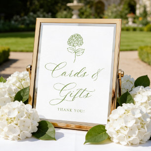 Affiche Pancarte Classique Vert Olive Hydrangea Cartes et