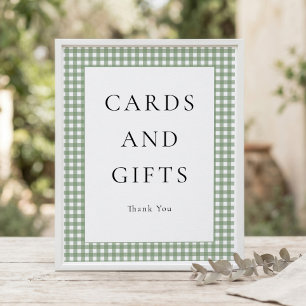 Affiche Pancarte de Baby Shower Cadeaux Cartes Gingham Ver