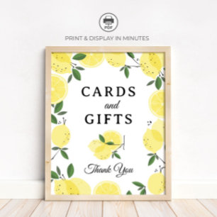 Affiche Pancarte de Baby Shower « Cartes et Cadeaux » sur 