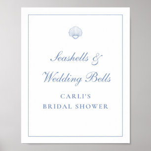 Affiche Pancarte de Baby Shower de mariage Coquillage Bleu