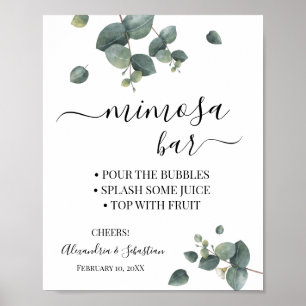 Affiche Pancarte de Baby Shower de Mimosa de verdure d'euc