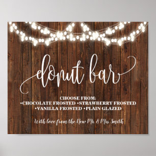 Affiche Pancarte de bar à beignets de mariage occidental p